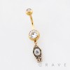 ORNATE FILIGREE COFFIN CHARM WITH SPIDERWEB DETAILING BELLY BUTTON NAVEL RING 316L SURGICAL STEEL
